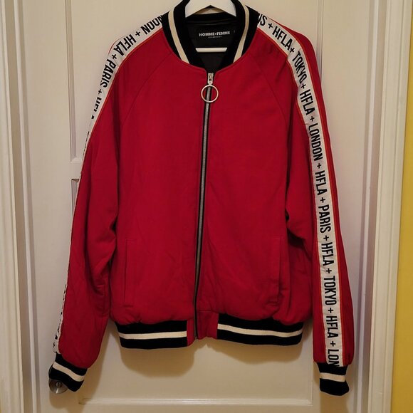 Homme Femme Other - Homme Femme LA Paris Tokyo London Streetwear Jacket Red Mens Size XXL Full Zip